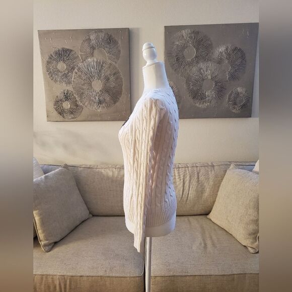 ✨ RALPH LAUREN ✨ Crest Cable-Knit Sweater - [Ivory, XXS] - Picture 7 of 13